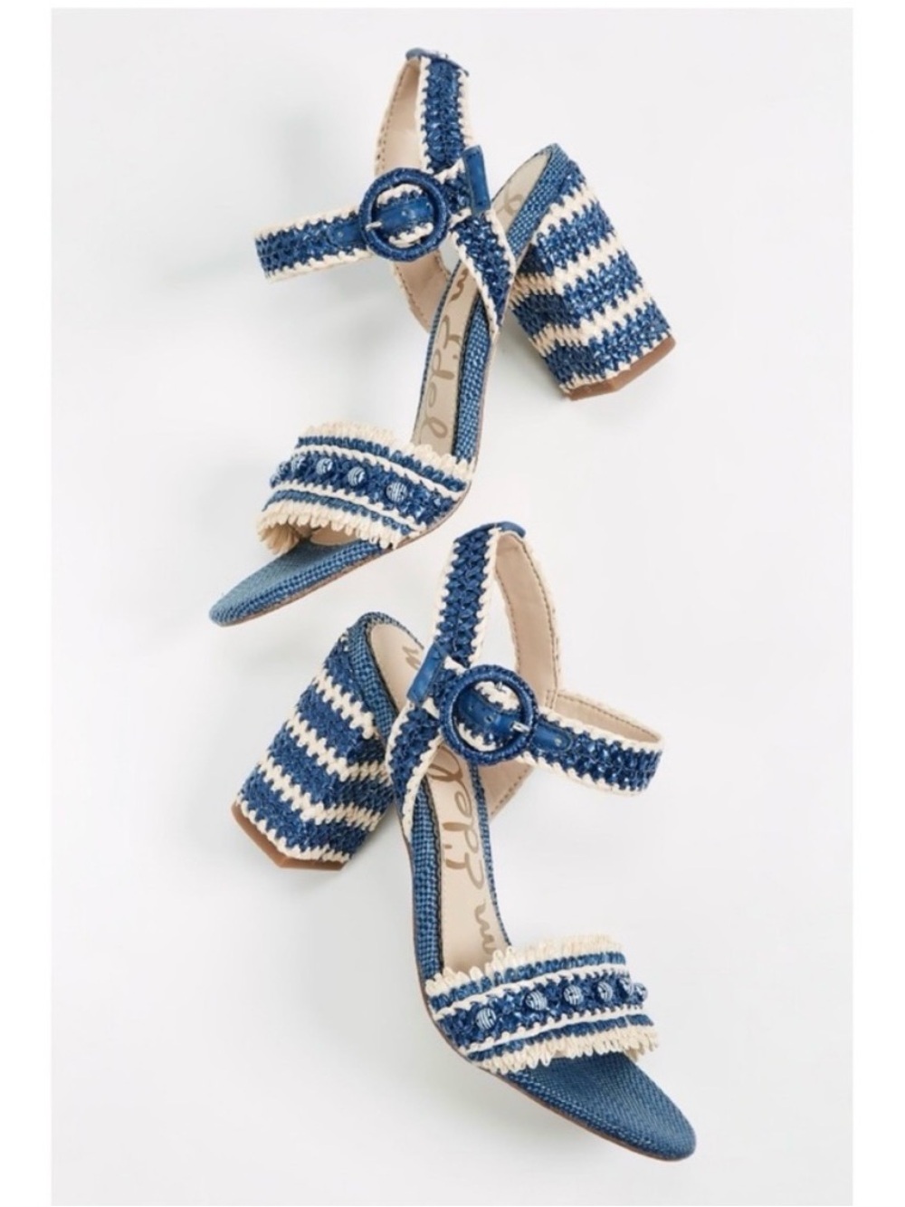 SAM EDELMAN • Olisa Heel in
Denim Blue Raffia